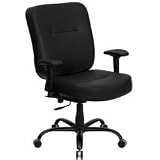 HERCULES™ Black Leather Big and Tall Office Chair with Arms and Extra WIDE Seat