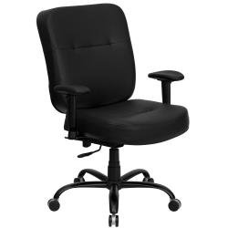 500 LB HERCULES Black Leather Big and Tall Office Chair with Arms and Extra WIDE Seat - WL-735SYG-BK-LEA-A-GG