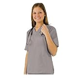 Women's Scrub Set Medical Scrub Top and Pant (Grey, Large) SIZES RUN LARGE!