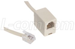 Reverse Cable Adapter RJ11 (6X4), Male/Female, 10 in.