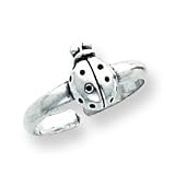 Sterling Silver Antiqued Ladybug Toe Ring