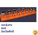 1/2 In Drive Shallow Socket Organizer w/ Magnetic Base 14 Hole - Solar Orange