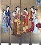 Oriental Golden 4 Panels Screen Room Divider (Beauties)