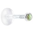 16 Gauge 1/4" Solid 14KT White Gold 2mm Genuine Labradorite Bioplast Push in Monroe