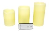 Gerson Company Flameless Ivory Pillar Candles with Remote Control, Set of 3