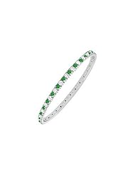 Emerald and Diamond Eternity Bangle 14K White Gold - 5.00 CT TGW