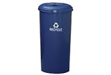 Round Steel Recycling Container With Bottle & Can Lid - 20 Gallon Capacity