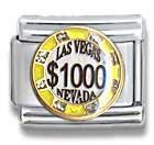 Clearly Charming Las Vegas $1000 Chip Casino Gambling Theme Italian Charm Bracelet Link
