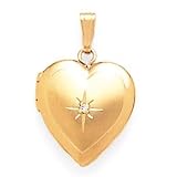 14K Locket with diamond .01ct (fits 2mm)
