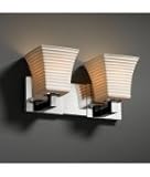 IMAGE OF Justice Design Group POR-8822-50-WAVE-ABRS Modular Limoges 2 Light Bath Vanity Light in Antique Brass with Wave glass