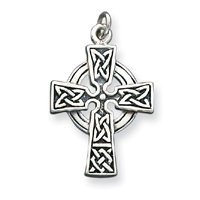 Sterling Silver Antiqued Celtic Cross with 20 Inch Sterling Silver Chain