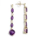 Marquise and Round Amethyst Drop Earrings