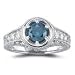 Blue Diamond Ring - 0.84 Ct Teal Blue Diamond & 0.42 Ct VS Diamond Ring in 18K W