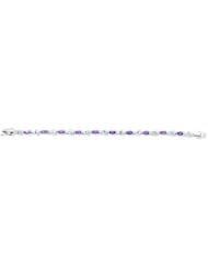 Genuine .925 Sterling Silver Amethyst & Cz Bracelet 9.6 Grams . 100% Satisfaction Guaranteed.