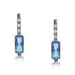 Blue Topaz and Diamond Drop Stud Earrings in 14 Karat White Gold