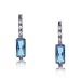 14KT White Gold Drop Earrings w Blue Topaz & Diamonds