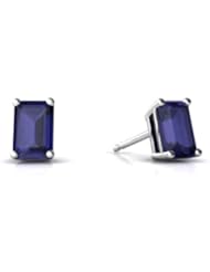 Genuine Sapphire 14kt White Gold Stud Earrings