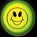 All Products : 3 Inch Yellow Circle Glow Shape With Smiley Face Imprint, Light Up Glow Badges