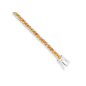 Sterling Silver Citrine Bracelet - 7.5 Inch - Box Clasp by