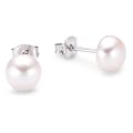 Sakura Pearl AM004 - Pendientes de de plata de ley con perla cultivada de agua dulce