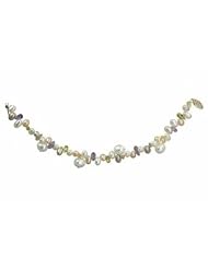 7.5" 14kt Freshwater cultured pearls and amethyst, citrine and peridot bracelet