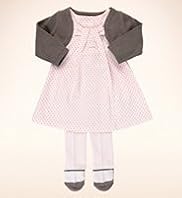 3 Piece Cotton Rich Cardigan Dress Tights Outfit