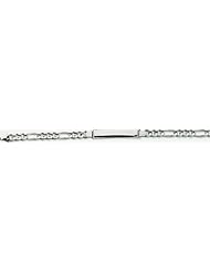 6mm White Gold Figaro ID Bracelet 8"