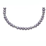 9mm Pearl Necklace Lavender Silver Plate