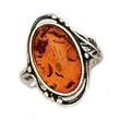Amber Ring with Leaf/Bead Design