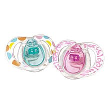 Tommee Tippee Closer to Nature Silicone Pacifiers - Stylish Shield 6-18 Months (Girl)