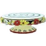 2 PC Bees and Flowers 11 Ceramic Cake Stand and Plate by Pacific