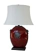 Asian Oriental D&eacute;cor - 29" Chinese Red Ceramic Oval Flat Table Lamp w/ Oval Shade - JCOX-525