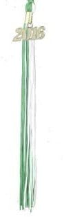 Green &amp; White Graduation Tassel with Gold 2016 Year Charm