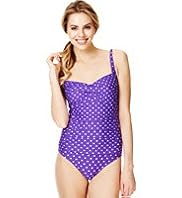 Tummy Control Ruched Spotted Swimsuit