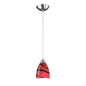 Elk 527-1A 1-Light Pendant In Satin Nickel And Autumn Glass