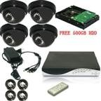 4 Channel DVR & 4 CCD Dome Color Cameras Security System D2004FE+ST-607A