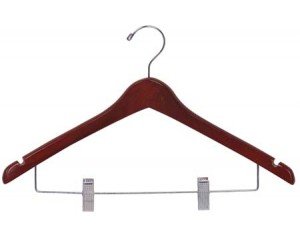 Wooden Curved Combo Hangers Walnut Finish Box of 100