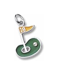 Rembrandt Charms, Golf Green Charm, Pearl in Solid Sterling Silver or Gold, Engravable
