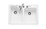 American Standard 7145.001 Silhouette 33 Double Bowl Kitchen Sink with center faucet hole, White He