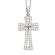 14k White Gold & Diamond Large Cross Pendant (0.20ctw)