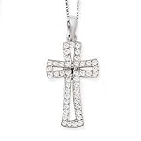 14k White Gold & Diamond Large Cross Pendant (0.20ctw)