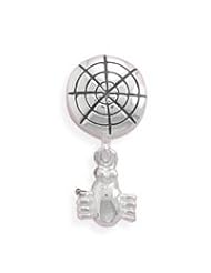 Sterling Silver Web with Spider Charm Bead