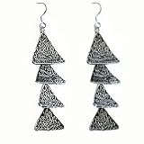Fashion Earring in Sterling Silver India Jewelry 3 inches (ers205)