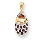 14k Rhodium January Birthstone Garnet Baby Shoe Charm - JewelryWeb