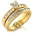 Elegant Two Piece Wedding Ring Set 18kt Gold EP Size 5-10 Lifetime Guarantee Anniversary Engagement Band W293