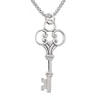 Antique Style Victorian Key Pendant with Scrolls in Sterling Silver on a 20" Rhodium and Sterling 1.8mm Popcorn Chain #8010