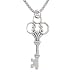 Antique Style Victorian Key Pendant with Scrolls in Sterling Silver on a 20" Rhodium and Sterling 1.8mm Popcorn Chain #8010