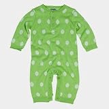 Bamboo Baby Organic knitted baby romper with matching hat in Lily Green and Polka Dot - 0-3 Months