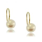 14K Yellow Gold Dangle Earrings w Freshwater Pearls