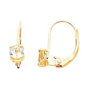 14K Yellow Gold Aquamarine March Earrings Jewelry |A by